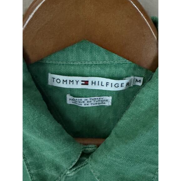 Tommy Hilfiger Denim Trucker Jacket Size Medium Green Button Women - Picture 3 of 3